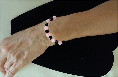 سوار من الاحجار الكريمة العلاجية، سوار طاقة ايجابية، خرز شونجيت وكوارتز وردي، حماية من الطاقة السلبية، سوار خرز للتأريض والحماية، شونجيت وكوارتز وردي in Kuwait
