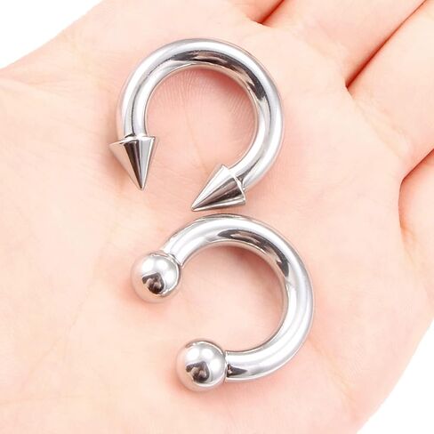 Ftovosyo PA Ring Internally Threaded Spike & Ball Circular Barbells Horseshoe Large Septum Ring Ear Gauges Earrings 2G 4G 6G 8G 10G 12mm/16mm 316L Surgical Steel Pierced Body Jewelry for Women Men in Saudi Arabia