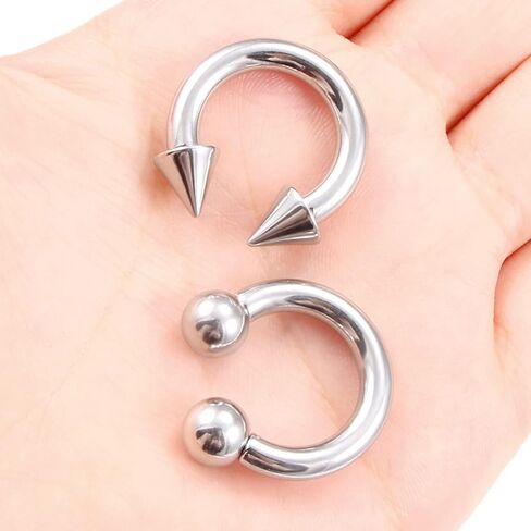Ftovosyo PA Ring Internally Threaded Spike & Ball Circular Barbells Horseshoe Large Septum Ring Ear Gauges Earrings 2G 4G 6G 8G 10G 12mm/16mm 316L Surgical Steel Pierced Body Jewelry for Women Men in Saudi Arabia