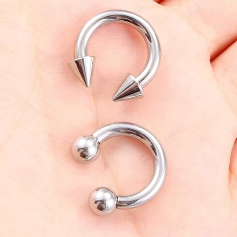 Ftovosyo PA Ring Internally Threaded Spike & Ball Circular Barbells Horseshoe Large Septum Ring Ear Gauges Earrings 2G 4G 6G 8G 10G 12mm/16mm 316L Surgical Steel Pierced Body Jewelry for Women Men in Saudi Arabia