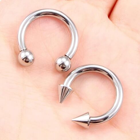 Ftovosyo PA Ring Internally Threaded Spike & Ball Circular Barbells Horseshoe Large Septum Ring Ear Gauges Earrings 2G 4G 6G 8G 10G 12mm/16mm 316L Surgical Steel Pierced Body Jewelry for Women Men in Saudi Arabia