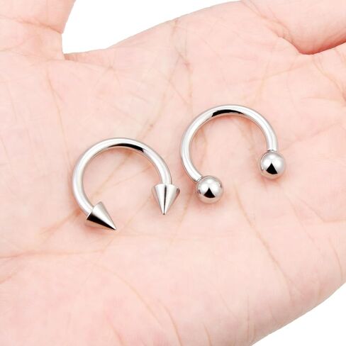 Ftovosyo PA Ring Internally Threaded Spike & Ball Circular Barbells Horseshoe Large Septum Ring Ear Gauges Earrings 2G 4G 6G 8G 10G 12mm/16mm 316L Surgical Steel Pierced Body Jewelry for Women Men in Saudi Arabia
