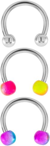 مجموعة أقراط بيلاتي 16 جرام على شكل حدوة حصان للنساء من 3 قطع - مجوهرات ثقب حدوة حصان مضادة للحساسية (اختر اللون) in Kuwait