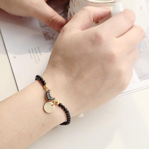 Yatming 4mm سوار الخرز الكريستال الأوجه مع شكل القمر قوس قزح التيتانيوم المطلي Druzy سحر، قابل للتعديل شفاء حجر سوار للنساء in Kuwait