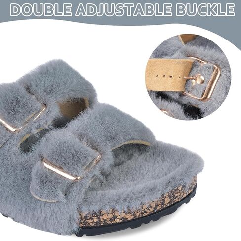 شبشب نسائي من Cozyfurry مفتوح عند أصابع القدم وبطانة غامقة مع دعم للقوس، شبشب خارجي بإبزيم قابل للتعديل in Kuwait