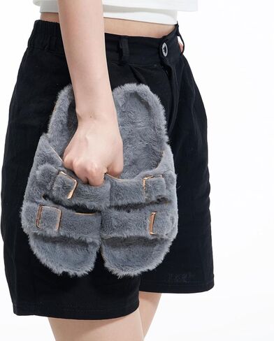 شبشب نسائي من Cozyfurry مفتوح عند أصابع القدم وبطانة غامقة مع دعم للقوس، شبشب خارجي بإبزيم قابل للتعديل in Kuwait