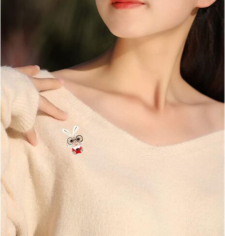 Cute Rhinestone Bunny Rabbit Brooch Pin for Women Girls Unisex Gold Plated Crystal Animal Bunny Pet Brooches Lapel Pins Dainty Graduation Honors Day Easter Holiday Jewelry Gift for Daughter Teacher Students in Saudi Arabia