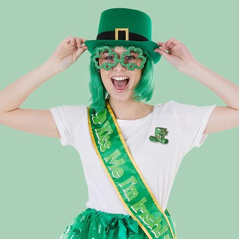 ANGLESJELL عيد القديس باتريك دبابيس للنساء بريق شامروك بروش دبابيس قبعة خضراء لاكي ليف الأيرلندية دبابيس الأيرلندية عطلة زي الإكسسوارات والمجوهرات الهدايا in Kuwait
