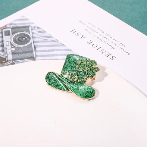 ANGLESJELL عيد القديس باتريك دبابيس للنساء بريق شامروك بروش دبابيس قبعة خضراء لاكي ليف الأيرلندية دبابيس الأيرلندية عطلة زي الإكسسوارات والمجوهرات الهدايا in Kuwait