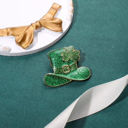 ANGLESJELL عيد القديس باتريك دبابيس للنساء بريق شامروك بروش دبابيس قبعة خضراء لاكي ليف الأيرلندية دبابيس الأيرلندية عطلة زي الإكسسوارات والمجوهرات الهدايا in Kuwait