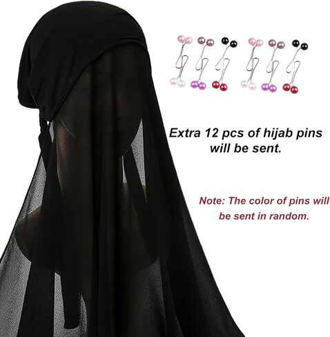 amokk Chiffon Hijab for Women with Undercap Solid Muslim Head Scarf Included 12 pcs Hijab Pins in Saudi Arabia