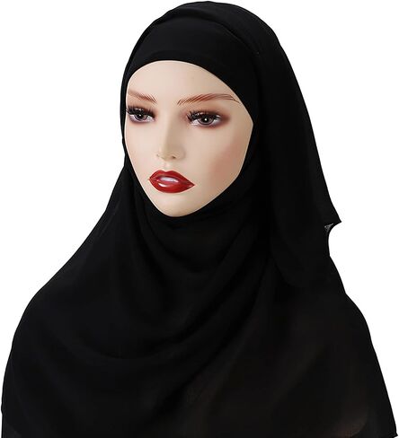 amokk Chiffon Hijab for Women with Undercap Solid Muslim Head Scarf Included 12 pcs Hijab Pins in Saudi Arabia
