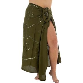 Back From Bali Womens Plus Size Sarong Swimsuit Cover Up Embroidered Beach Wear Bikini Wrap Skirt with Coconut Clip