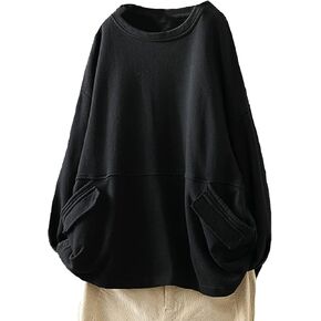 سويت شيرت نسائي كبير الحجم من LaovanIn بأكمام طويلة كاجوال فضفاض وقمصان طويلة مع جيوب in Kuwait