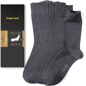 جوارب Tough Land الرجالية مصنوعة من الخيزران الفسكوزي - 5 أزواج في صندوق - صديقة للبيئة، ومسامية، وناعمة بشكل فاخر