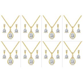 ZHUWE Bridesmaid Jewelry Set for Women Girls, 1-4-6-8 Sets Necklace Earring Set for Wedding, Best Bridesmaid Gifts,18K Gold or Rose Gold or Silver Plated with Crystal Rhinestone