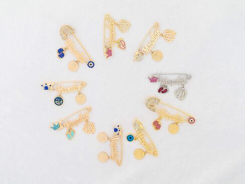Remi Bijou Brooches – Baby Girl Boy Lucky Masallah Allah Ayetel Kürsi Prayer Dua Nazar Boncuk Turkish Eye Brooch in Saudi Arabia