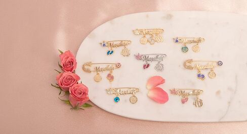 Remi Bijou Brooches – Baby Girl Boy Lucky Masallah Allah Ayetel Kürsi Prayer Dua Nazar Boncuk Turkish Eye Brooch in Saudi Arabia