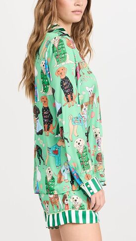 Karen Mabon Women's Christmas Sweater Day-Dogs Long Sleeve with Shorts PJ Set in Kuwait