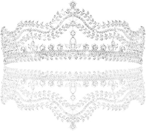 Ondder تاج فضي للنساء تاج للفتيات عيد ميلاد تاج الباروك وتاج للحفلات الراقصة وحفلات أعياد الميلاد in Kuwait