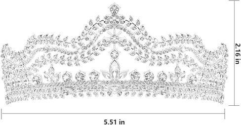 Ondder تاج فضي للنساء تاج للفتيات عيد ميلاد تاج الباروك وتاج للحفلات الراقصة وحفلات أعياد الميلاد in Kuwait