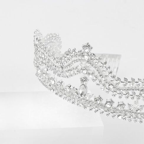 Ondder تاج فضي للنساء تاج للفتيات عيد ميلاد تاج الباروك وتاج للحفلات الراقصة وحفلات أعياد الميلاد in Kuwait