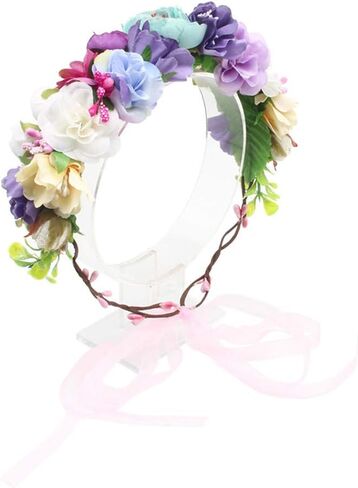 Glamulice Handcrafted Flower Girl Bridesmaid Hair Wreath Wedding Floral Garland Bridal Headband Women Bohemian Headpiece Multicolor in Kuwait