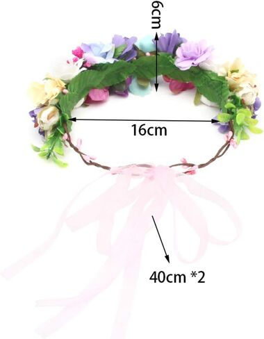 Glamulice Handcrafted Flower Girl Bridesmaid Hair Wreath Wedding Floral Garland Bridal Headband Women Bohemian Headpiece Multicolor in Kuwait