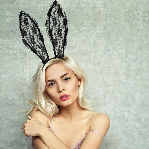 LUTER Black Cat Ears Hair Hoop, Sexy Bunny Ear Headband Party Decoration Headdress Sexy Lace Bunny Ears Veil Headbands Cosplay Headwear for Halloween Christmas Masquerade Nightclubs in Saudi Arabia