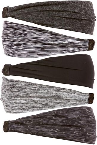 Hipsy Adjustable Cute Fashion Sports Headbands Xflex Wide Hairband for Women Girls & Teens (3pk Charcoal/Floral/Black Xflex) in Saudi Arabia