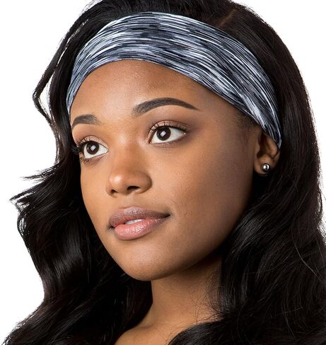 Hipsy Adjustable Cute Fashion Sports Headbands Xflex Wide Hairband for Women Girls & Teens (3pk Charcoal/Floral/Black Xflex) in Saudi Arabia