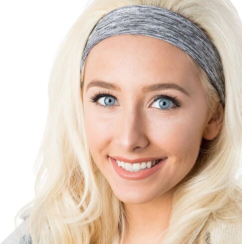 Hipsy Adjustable Cute Fashion Sports Headbands Xflex Wide Hairband for Women Girls & Teens (3pk Charcoal/Floral/Black Xflex) in Saudi Arabia