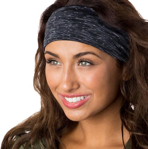 Hipsy Adjustable Cute Fashion Sports Headbands Xflex Wide Hairband for Women Girls & Teens (3pk Charcoal/Floral/Black Xflex) in Saudi Arabia