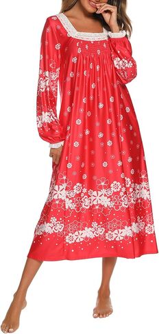 قمصان نوم AVIIER للنساء بأكمام طويلة وفساتين منزلية ناعمة مع جيوب S-XXL in Kuwait