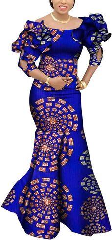 Fashion Robe Africaine Femme Elegant Maxi Long Dresses African Ankara Print Mermaid Dresses Dashiki Evening Gowns in Saudi Arabia