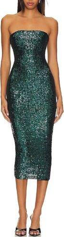 Capuffy Women Strapless Sequin Club Midi Dress Sleeveless Tube High Waist Dress Sparkly Glitter Sequin Bodycon Party Dress 77 in Saudi Arabia