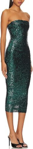 Capuffy Women Strapless Sequin Club Midi Dress Sleeveless Tube High Waist Dress Sparkly Glitter Sequin Bodycon Party Dress 77 in Saudi Arabia
