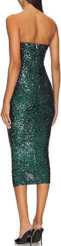Capuffy Women Strapless Sequin Club Midi Dress Sleeveless Tube High Waist Dress Sparkly Glitter Sequin Bodycon Party Dress 77 in Saudi Arabia