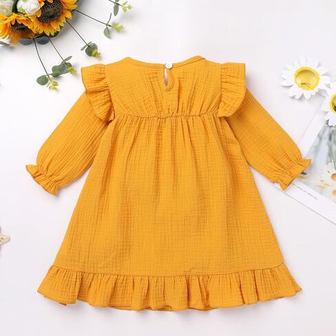 IMEKIS Toddler Kids Girls Mexican Dress Fall Long Sleeve Embroidered Floral Birthday Outfit Halloween Cosplay Costume in Kuwait