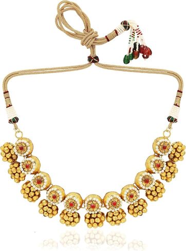 I Jewels 18k Gold Plated Indian Wedding Bollywood Antique Choker Necklace Jewellery Set with Earrings for Women & Girls(MC092-94) in Saudi Arabia