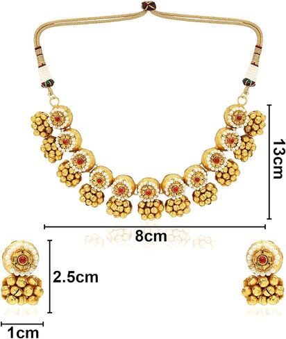 I Jewels 18k Gold Plated Indian Wedding Bollywood Antique Choker Necklace Jewellery Set with Earrings for Women & Girls(MC092-94) in Saudi Arabia