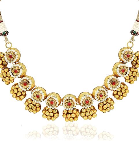 I Jewels 18k Gold Plated Indian Wedding Bollywood Antique Choker Necklace Jewellery Set with Earrings for Women & Girls(MC092-94) in Saudi Arabia