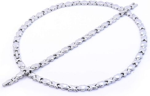 مجموعة مجوهرات نسائية كلاسيكية من ANTI-TARNISH XOXO Hugs and Kisses وقلادة وسوار مقاس 18/20 بوصة متعددة الألوان (ذهبي، فضي، درجتين من اللون، ثلاثة ألوان) in Saudi Arabia