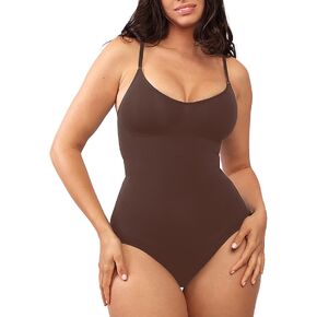 YOIISOPW Low Back Bodysuit for Women Tummy Control Shapewear Seamless Sculpting Body Shaper Thong Tank Top
