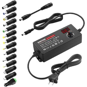 محول تيار متردد عالمي SHNITPWR 3V~24V 2A 48W مزود طاقة قابل للتعديل 100V-240V AC إلى DC 3V 5V 6V 9V 12V 15V 18V 19V 20V 24V محول طاقة متعدد الجهد مع محول قطبية 14 طرف، أبيض in Saudi Arabia