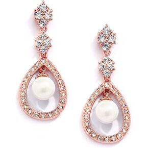 Mariell Pearl Bridal Wedding Earrings for Bride, Pearl Jewelry for Bridesmaid, Prom, Mother of the Bride