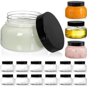 Yarlung 16 Pack 8 Oz Plastic Jars with Lids, Clear Body Scrub Jars Empty Refillable Containers Round Low Profile Samples Jars for Makeup, Body Butter, Creams, Slime, Travel Storage in Saudi Arabia