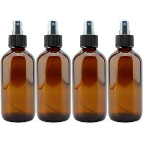 زجاجات رذاذ رذاذ دقيقة من زجاج الكهرمان سعة 8 أونصة من كورنوكوبيا (4 عبوات)؛ بوسطن مستدير مع بخاخات رذاذ للعلاج العطري والعطور والكولونيا والأعمال اليدوية والمزيد in Kuwait