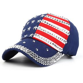 American Flag Baseball Cap Sparkle Rhinestone USA Flag Deim Hip Hop Hat