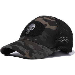 RUINUO Skull Mesh Baseball Cap Trucker Hat Tactical Operator Caps Outdoor Breath Sun Hats